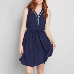 ModCloth Navy tie waist button dress